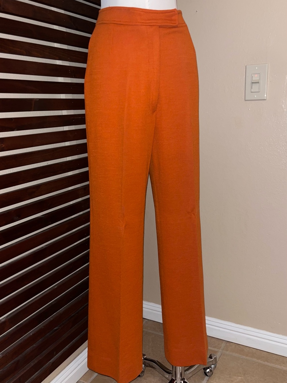 2 PC 1970s Vintage Orange Faux Fur Cape Coat & Matching High Waist Slacks Pants - Picture 10 of 16